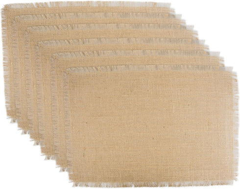 DII Jute Burlap Collection Kitchen Tabletop Placemat Set, 13x19, Solid Natural, 6 Count