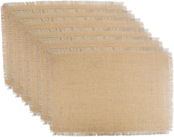 DII Jute Burlap Collection Kitchen Tabletop Placemat Set, 13x19, Solid Natural, 6 Count