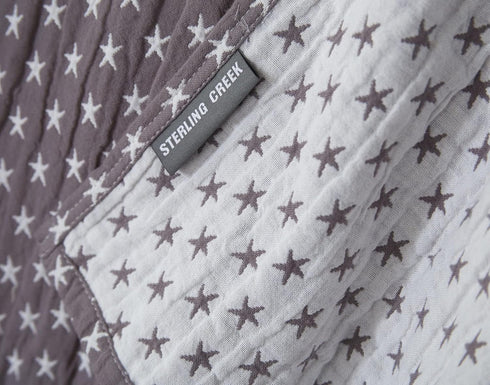 Sterling Creek Dawson Star Muslin Blanket Twin Three Layers Lightweight Breathable Cotton Gauzy Blanket for Adults, All