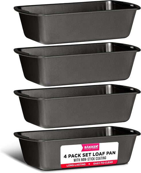 Bakken Swiss Loaf Pan Set, 4-Piece Deluxe Nonstick Carbon Steel Bakeware for Bread and Cakes