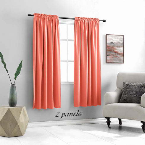 DONREN Coral Blackout Curtain Panels with Rod Pocket - Room Darkening Thermal Insulated Curtains for Bedroom (2 Panels)