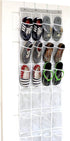Simple Houseware 24 Pockets Over The Door Hanging Shoe Organizer, Crystal Clear, Gray (64'' x 19'')