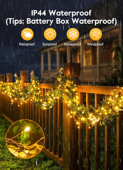 2 Pack 5Ft 60 Fairy Lights Battery Operated, LEDs Firecracker Twinkle Lights with Remote, Copper Wire String Lights