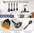 TeamFar Silicone Cooking Utensil Set of 7, Black Nonstick Tools Turner Spoon Spatula Ladle for Nonstick Cookware.