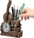 Garneck Violin Pen Pencil Holder, Wooden Stationery Iron Organizer for Desk, Child Plastic Accessories