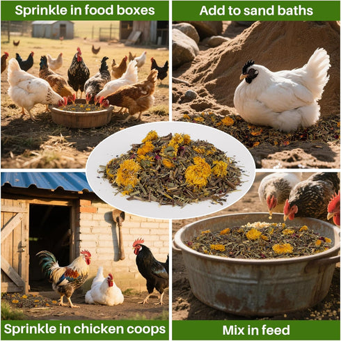 RAINFLOW 10oz Cozy Chicken Nesting Herbs - Natural Dried Herb Blend for Coop Comfort,Egg Laying Hens