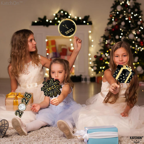 KatchOn New Years Photo Booth Props 2025 - Pack of 35 for New Years Eve Party Supplies and Decorations