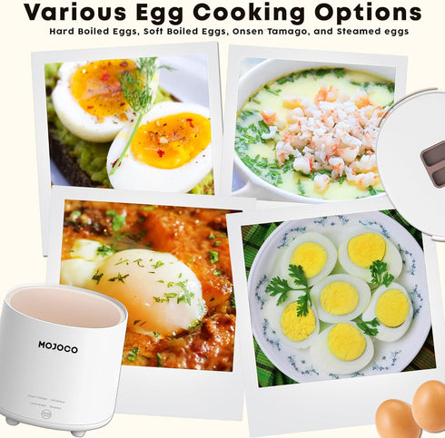 Mojoco Rapid Egg Cooker - Mini Electric Egg Boiler for Steamed, Hard Boiled, Soft Boiled Eggs, Home Kitchen Use