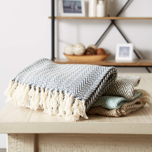 DII Woven Basic Tabletop Collection - Chevron Table Runner, 15x72, French Blue