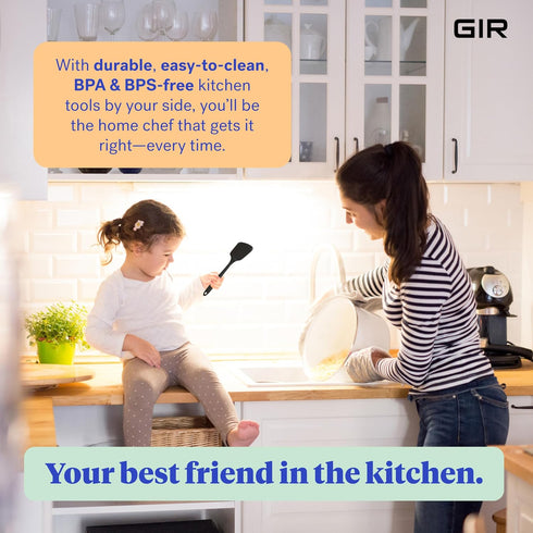 GIR Get It Right Mini Silicone Spatula Turner, 11 Inch, Heat-Resistant up to 425°F, Black
