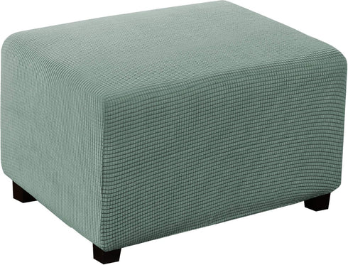 Turquoize Jacquard Ottoman Cover Stretch Storage Ottoman Slipcover Protector Covers Stretch Fabric