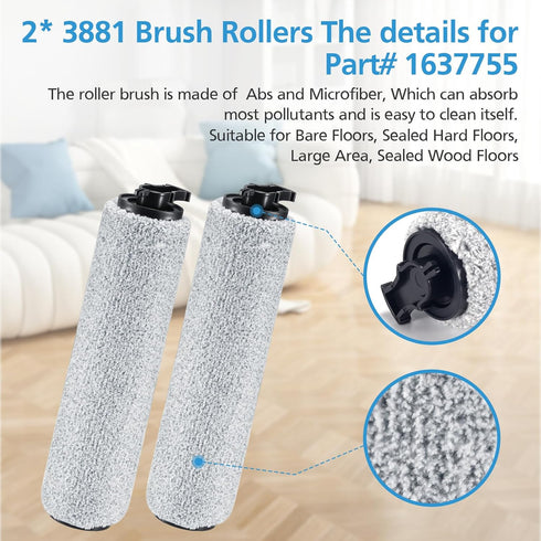6-pack 3831 HF2/3845N/3831 3 Rolls+3 Vacuum Cleaner Brush Roll+ Filter Replacement Parts for Bissell Crosswave Floor