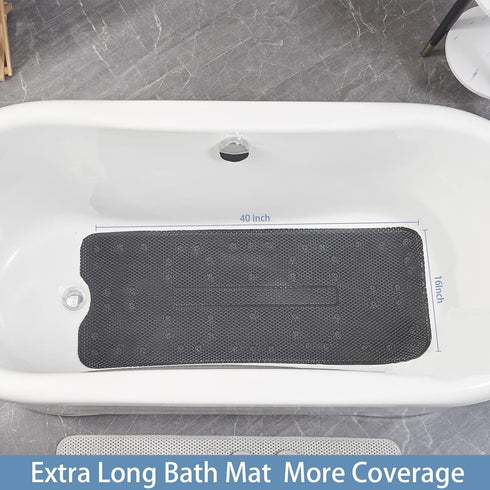40X16Inch Webos Soft Bathtub Mat Non Slip: Memory Foam Shower Mat with Suction Cups for Bathroom Inside Tub (Black)