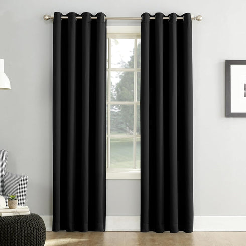 Sun Zero Soho Blackout Energy Efficient Grommet Curtain Single Panel - 54" x 84", Black