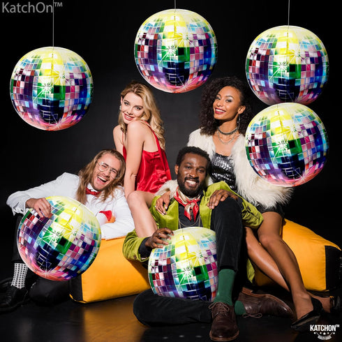 KatchOn Jumbo Disco Ball Balloons - 22 Inch, Pack of 6 for 70s, 80s, 90s Parties & Bachelorette Decorations