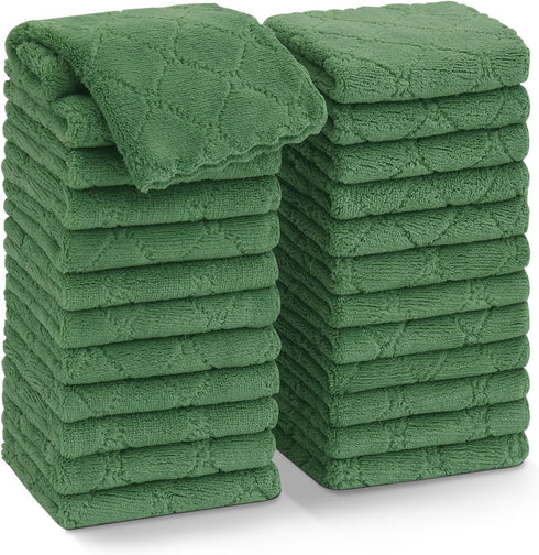 Homaxy 24 Pack Kitchen Dish Cloths, Super Soft Coral Velvet Dish Towels, Nonstick Oil Fast Drying Microfiber Cloths