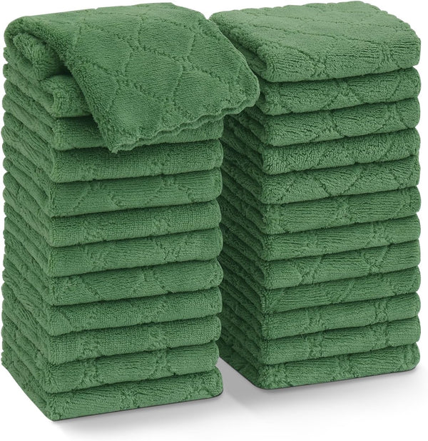 Homaxy 24 Pack Kitchen Dish Cloths, Super Soft Coral Velvet Dish Towels, Nonstick Oil Fast Drying Microfiber Cloths