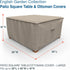 P4A01PM1 Budge English Garden Square Patio Table Cover / Ottoman Cover Heavy Duty and Waterproof, Large, Tan Tweed