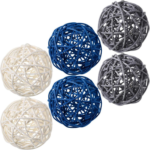 Yaomiao 6 Pieces Wicker Rattan Balls, Decorative Orbs for Craft, Party, Wedding Table Decoration