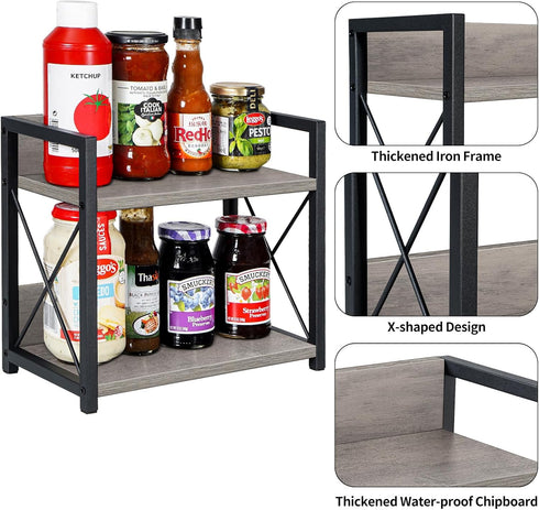 Countertop 2 Countertop, Counter Giikin Shelf Organizer, Tier Kitchen Spice Rack Organizer for Wood Coffee Shelf