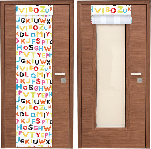 2 Pcs Blackout Lockdown Shades, Classroom Door Window Cover Curtains for Glass Doors, Darkening Drapes 8 x 36 Inches
