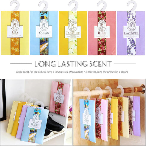 15 Pack Closet Air Freshener, Flower Scented Sachets Bags for Drawer and Closet Fresh Scents