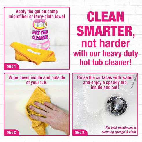 16 oz. (Packaging Quick N Brite Heavy Duty Hot Tub Cleaner Kit - Non-abrasive Cleaning Gel with Sponge and Cloth, May