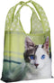 O-WITZ Reusable Grocery Bags, Vibrant Tote Bag for Groceries, Washable Design with Large Handles, Cat Blue
