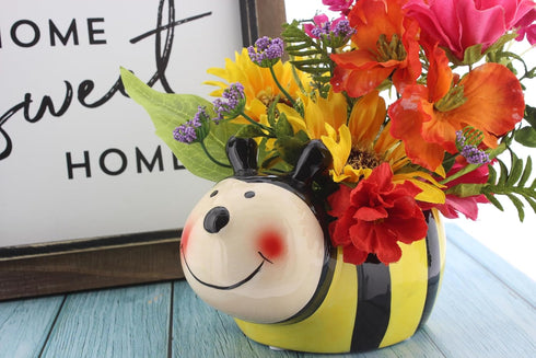 Whimsical Bumblebee Planter Pot - Decorative Bee Insect Plant Pot for Indoor Outdoor Home Garden Decor