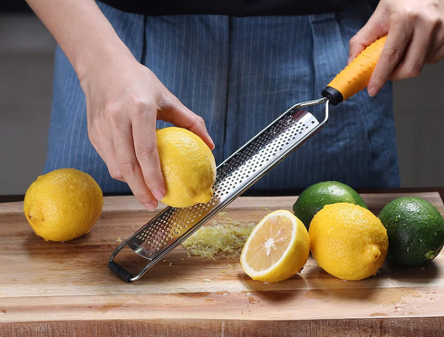 Deiss PRO Citrus Lemon Zester & Cheese Grater - Razor-Sharp Stainless Steel Blade, Dishwasher Safe