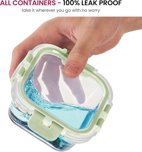 FineDine 24 Piece Glass Storage Containers with Lids - Leak Proof Dishwasher Safe Food Storage for Meal Prep