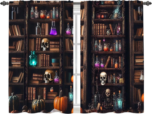 Worltoldb Vintage Bookshelf Kitchen Curtains Cafe Curtains for Bathroom Dining Room Living