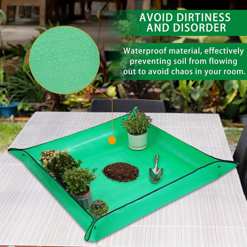 WondMall 26.8" 26.8" x Plant Repotting Mat Waterproof Transplanting Mat Indoor Succulent Potting Mat Portable Gardening
