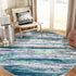 KOZYFLY 3Ft Abstract Round Washable Rug, Teal Blue Striped Non-Slip Soft Circle Rug for Kitchen, Bathroom, Bedroom