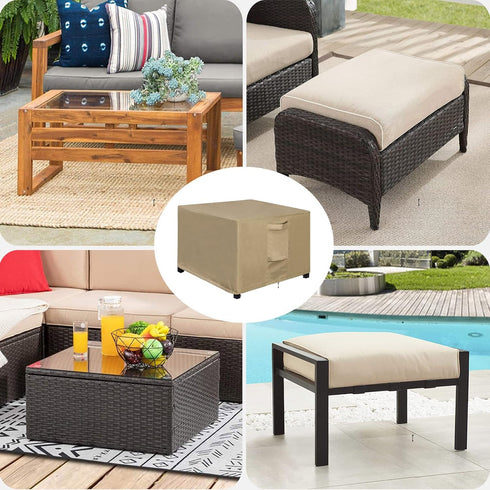 25L 25W 17H Inch, OutdoorLines Outdoor Waterproof Patio Ottoman Covers - Square UV-Proof Patio Side Table Cover