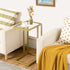 Adompacat C-Shaped End Table, Side Table for Couch,Sofa Snack Table with Tempered Glass & Metal Frame,Small TV Tray