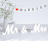VIOPVERY Large White Mr and Mrs Sign for Wedding Table, Wooden Letters with Just Married Banner