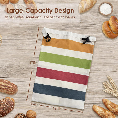 Holaraon 2 Reusable Beeswax Bread Bags for Homemade, Natural Linen Sourdough Bread Storage Bag with Buckle, Large