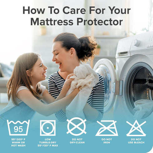 Bare Home Full Extra Long Mattress Protector - Premium 100% Waterproof, Cooling, Vinyl Free (Full XL, White)