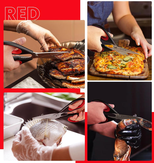 Astercook Heavy Duty Kitchen Shears with Ergonomic Handle, Serrated Blade for Poultry, Herbs, Vegetables