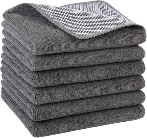 15inchx25inch 6pack) KinHwa Kitchen Washcloths for Dishes Absorbent Microfiber Dish Cloths Dish Towels for Kitchen