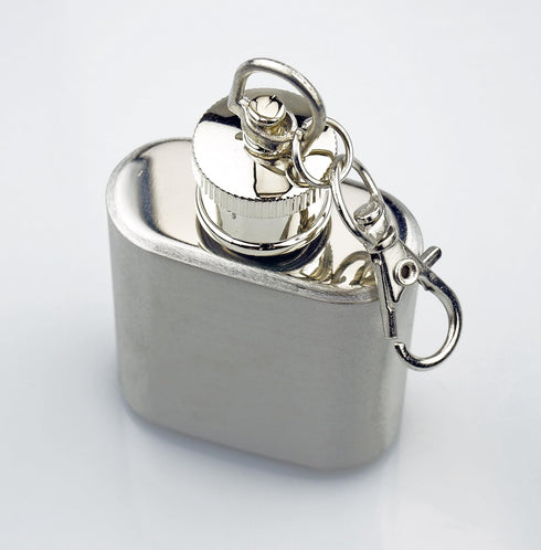 SE Stainless Steel Drinking Hip Flask, 1 oz, with Attached Screw Cap for Camping and Events
