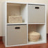 Posprica Storage Cube Basket Bins, 13×13 Foldable Storage Boxes, Set of 4, Beige Thick Fabric Drawer