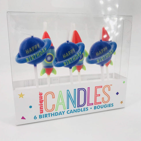 Unique Party Outer Space Birthday Candles, 6 pc