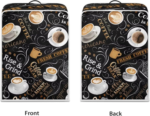 Coffee Maker Cover Kitchen Appliance Covers Dust Cover Waterproof Coffee Pot Cover with Top Handle for Most Standard Coffee Maker Coffee Print