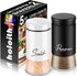 Salt and Pepper Shakers Set, Kitchen Decor and Accessories for Countertop, Refillable Design (Black + White)