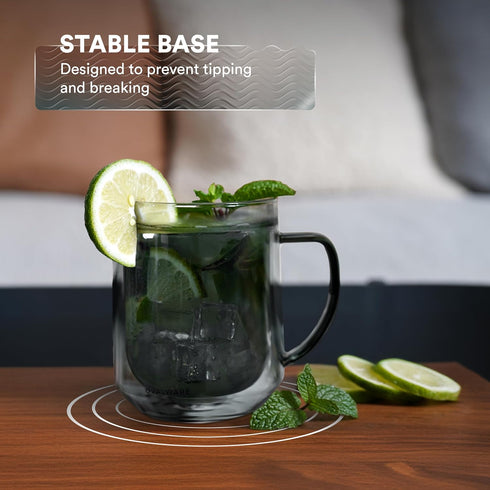500ml ovalware Double Wall Glass Coffee Mugs, Single Lip Mugs Made of Durable Borosilicate Glass, Insulated Coffee Mug