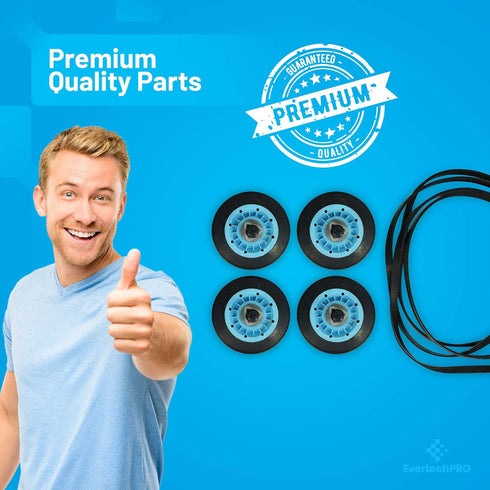 DC97-16782A-5PCKIT All-in-one Repair Maintenance Kit Includes 4pc of Drum Roller and 6602-001655 Belt Replacement for Samsung Dryer 6602-001655 EAP4221885 PS4218839 EAP42188392027851