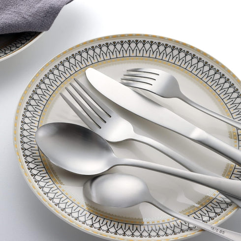 LIANYU 20 Piece Silverware Set - Matte Silverware Flatware Set for 4 - Stainless Steel Kitchen Utensils