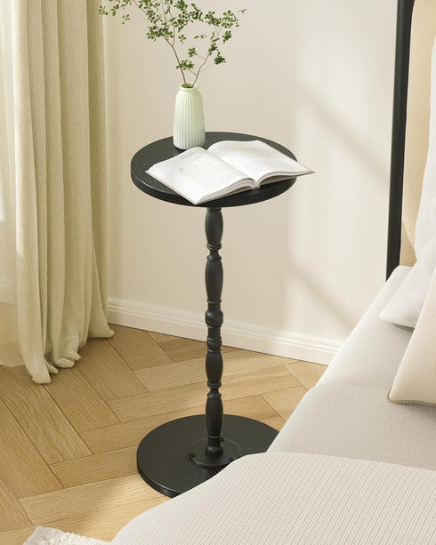 Round Side Table, Drink Table for Small Spaces, Vintage Accent Side Table, Pedestal End Tables for Bedroom, Living